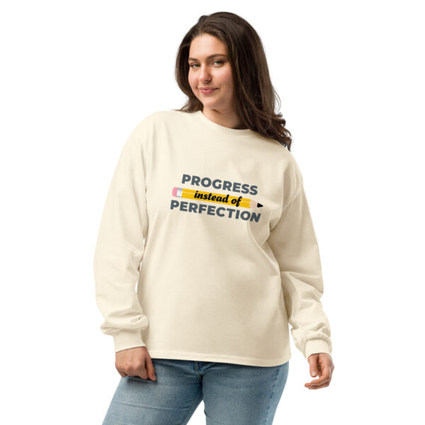 Premium Heavyweight Long Sleeve Shirt - 'Progress Instead of Perfection' Design - Image 4