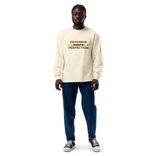 Premium Heavyweight Long Sleeve Shirt - 'Progress Instead of Perfection' Design - Image 9