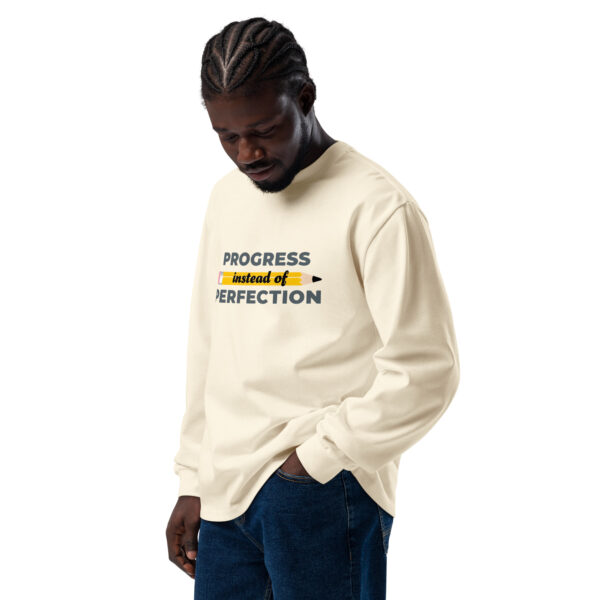Premium Heavyweight Long Sleeve Shirt - 'Progress Instead of Perfection' Design - Image 10