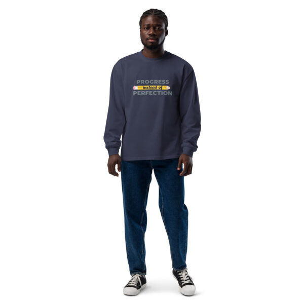 Premium Heavyweight Long Sleeve Shirt - 'Progress Instead of Perfection' Design - Image 7