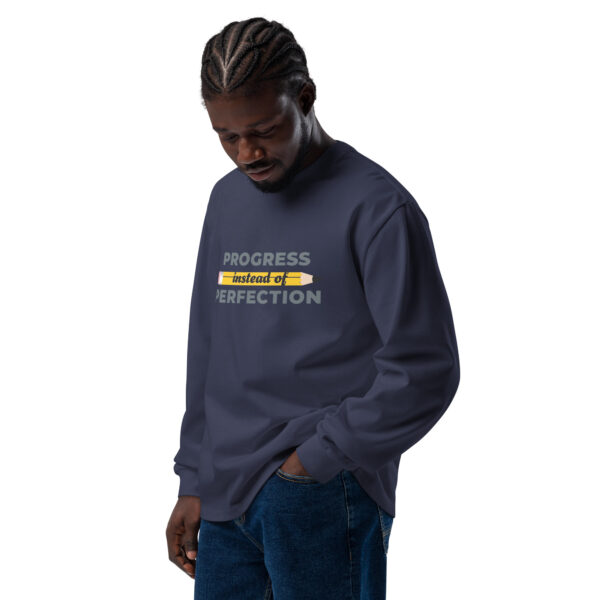 Premium Heavyweight Long Sleeve Shirt - 'Progress Instead of Perfection' Design - Image 8