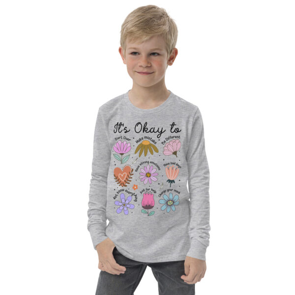 Boho Flowers Youth Long Sleeve Tee with Positive Affirmations - Image 10