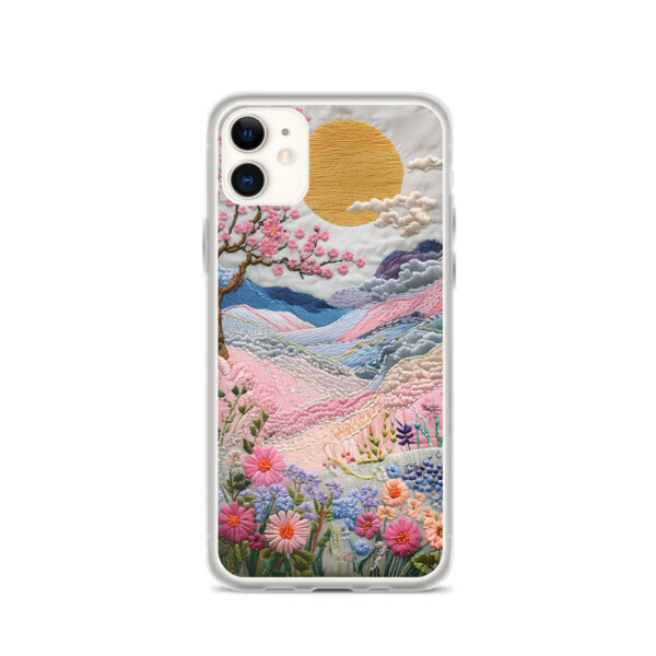 Cherry Blossom Embroidery Phone Case - Vibrant Landscape Art on Clear Case for iPhone® - Image 6