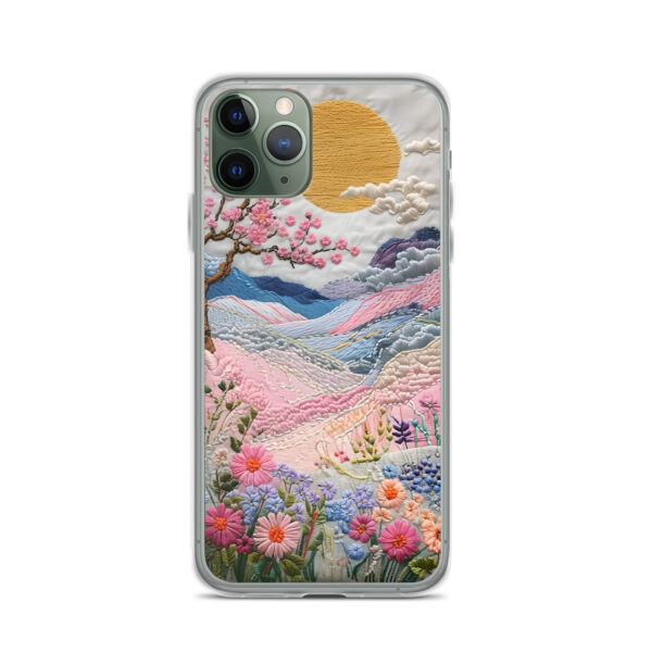 Cherry Blossom Embroidery Phone Case - Vibrant Landscape Art on Clear Case for iPhone® - Image 4