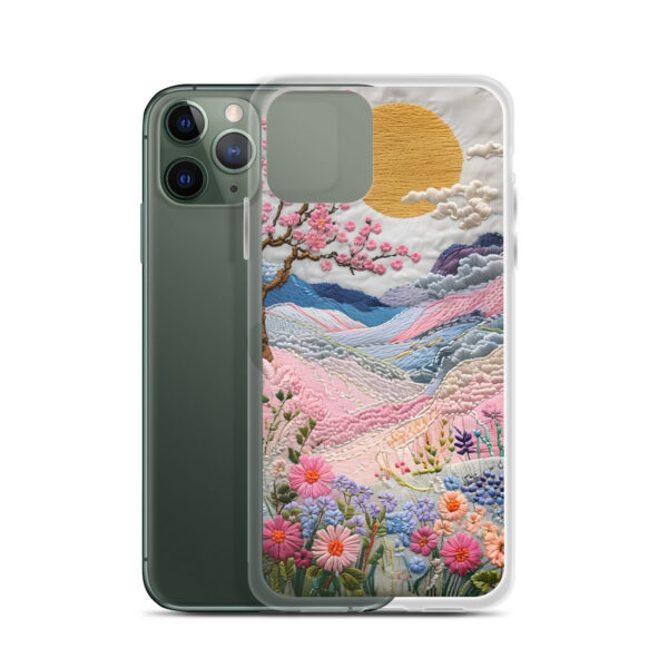Cherry Blossom Embroidery Phone Case - Vibrant Landscape Art on Clear Case for iPhone® - Image 5