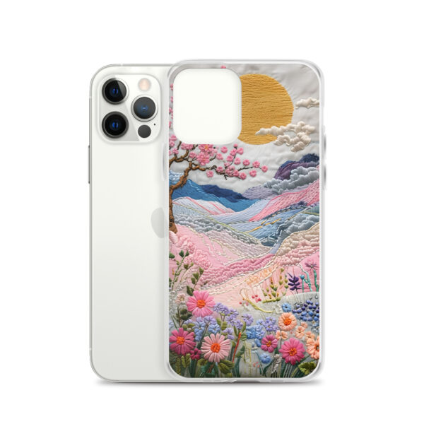 Cherry Blossom Embroidery Phone Case - Vibrant Landscape Art on Clear Case for iPhone® - Image 13