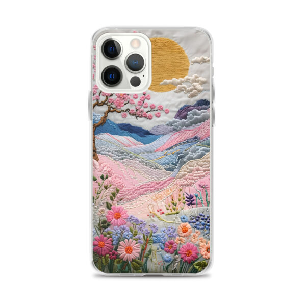 Cherry Blossom Embroidery Phone Case - Vibrant Landscape Art on Clear Case for iPhone® - Image 10