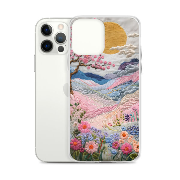 Cherry Blossom Embroidery Phone Case - Vibrant Landscape Art on Clear Case for iPhone® - Image 11