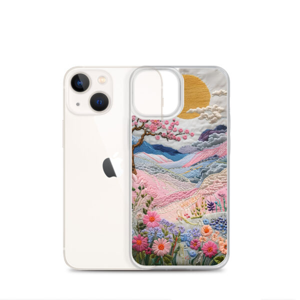 Cherry Blossom Embroidery Phone Case - Vibrant Landscape Art on Clear Case for iPhone® - Image 17