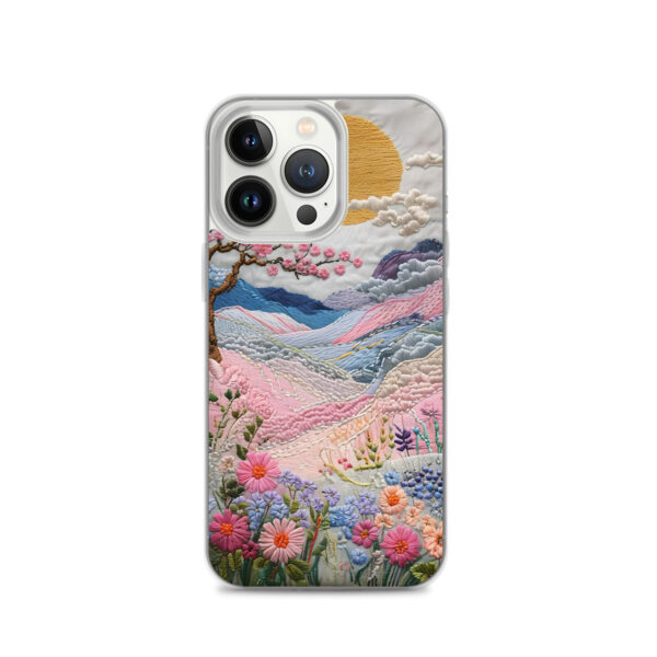 Cherry Blossom Embroidery Phone Case - Vibrant Landscape Art on Clear Case for iPhone® - Image 20