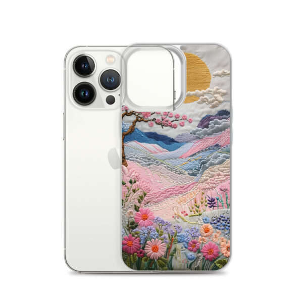 Cherry Blossom Embroidery Phone Case - Vibrant Landscape Art on Clear Case for iPhone® - Image 21