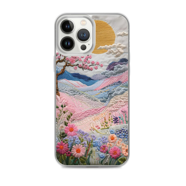 Cherry Blossom Embroidery Phone Case - Vibrant Landscape Art on Clear Case for iPhone® - Image 18