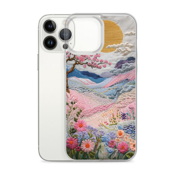 Cherry Blossom Embroidery Phone Case - Vibrant Landscape Art on Clear Case for iPhone® - Image 19