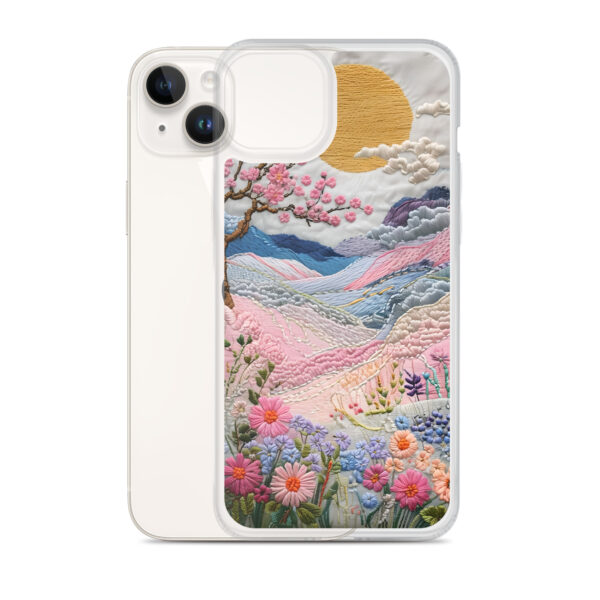 Cherry Blossom Embroidery Phone Case - Vibrant Landscape Art on Clear Case for iPhone® - Image 25