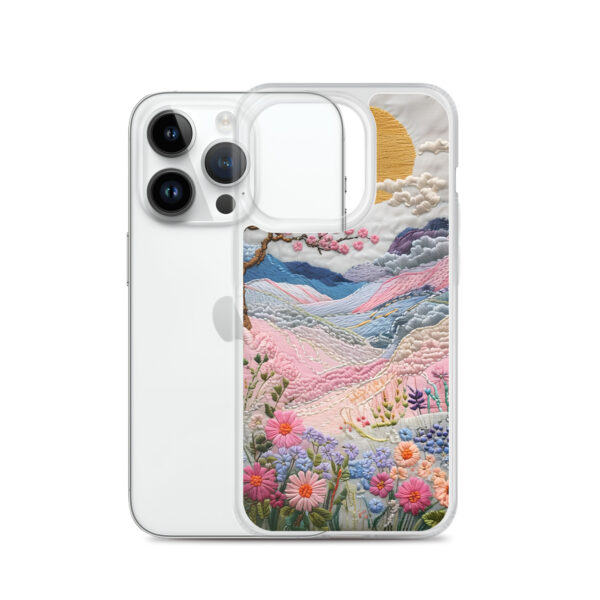 Cherry Blossom Embroidery Phone Case - Vibrant Landscape Art on Clear Case for iPhone® - Image 29