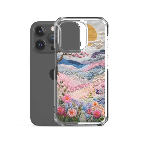 Cherry Blossom Embroidery Phone Case - Vibrant Landscape Art on Clear Case for iPhone® - Image 37