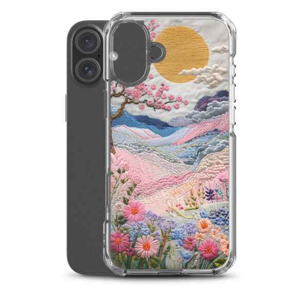 Cherry Blossom Embroidery Phone Case - Vibrant Landscape Art on Clear Case for iPhone® - Image 41