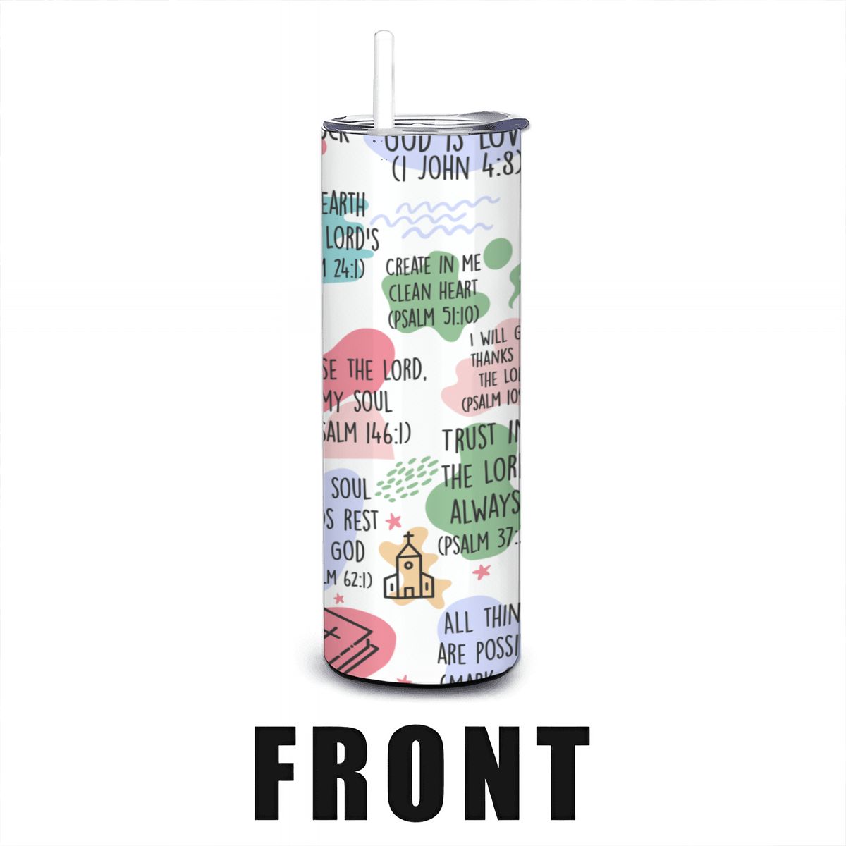 Straight 20oz Stainless Steel Tumbler with Straw - Inspiring Daily Affirmations - Image 2