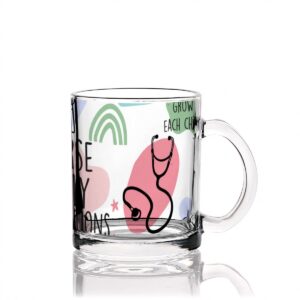 12oz Glass Coffee Cups with Inspiring Nurse Daily Affirmations