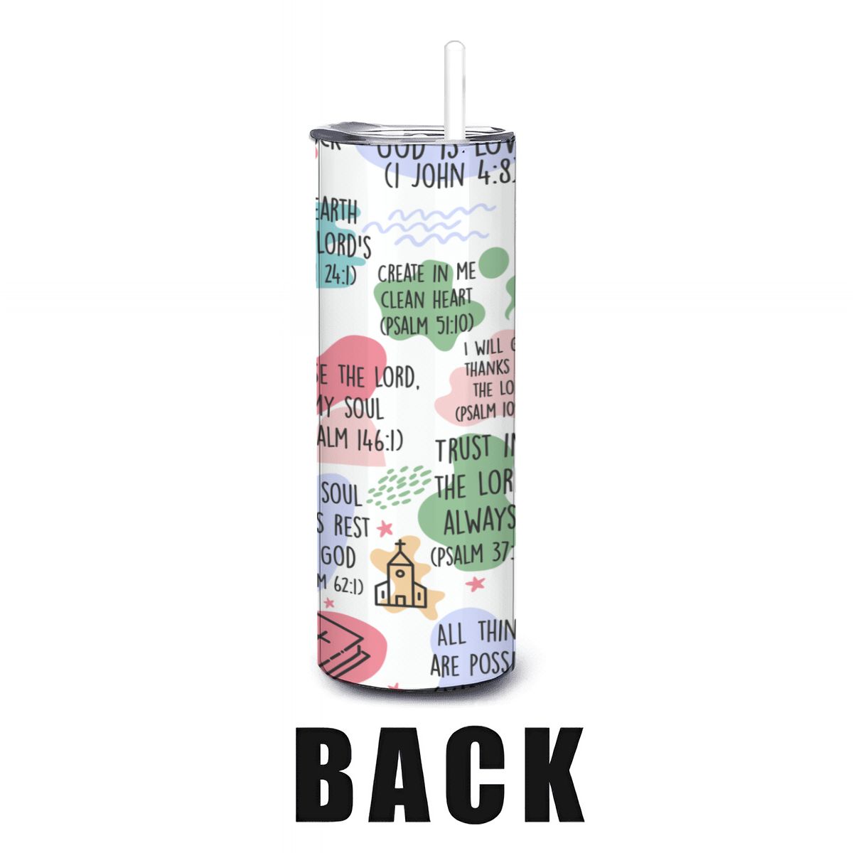 Straight 20oz Stainless Steel Tumbler with Straw - Inspiring Daily Affirmations - Image 3