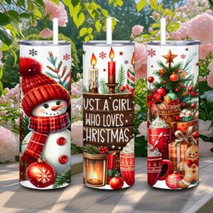 Just a Girl Who Loves Christmas 20oz Stainless Steel Tumbler with Straw
