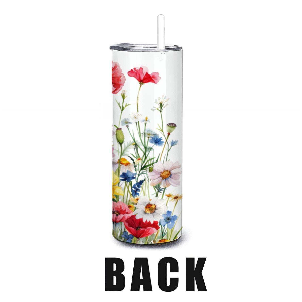 Mums Floral Watercolor 20oz Stainless Steel Tumbler with Straw - Made in USA - Image 3