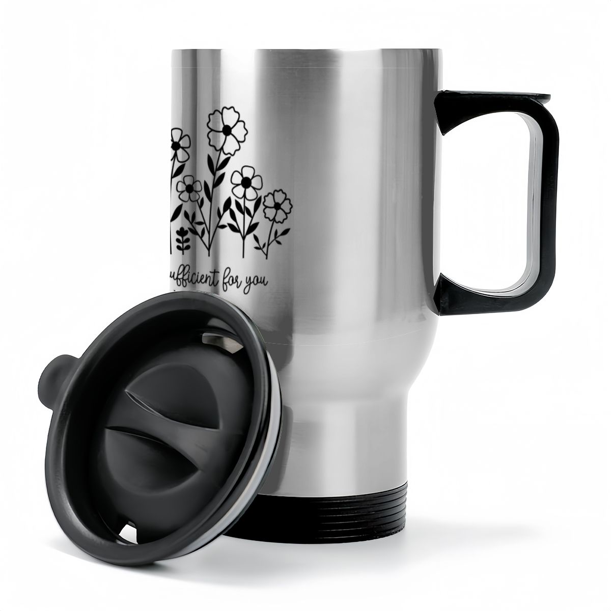 14oz Travel Coffee Mug with Handle - My Grace is Sufficient (Made in USA) - Image 10