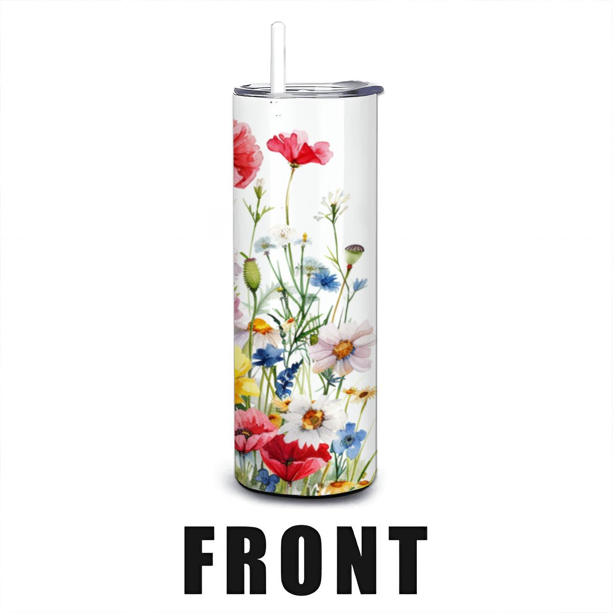 Mums Floral Watercolor 20oz Stainless Steel Tumbler with Straw - Made in USA - Image 2